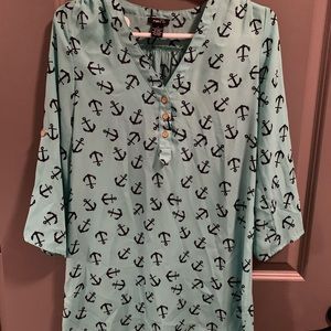 Navy blue & light teal blouse